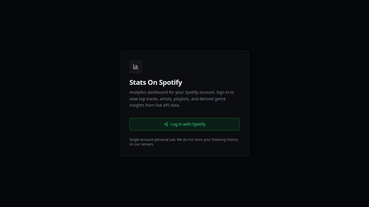 Stats On Spotify — Spotify stats visualization side project with a public demo.